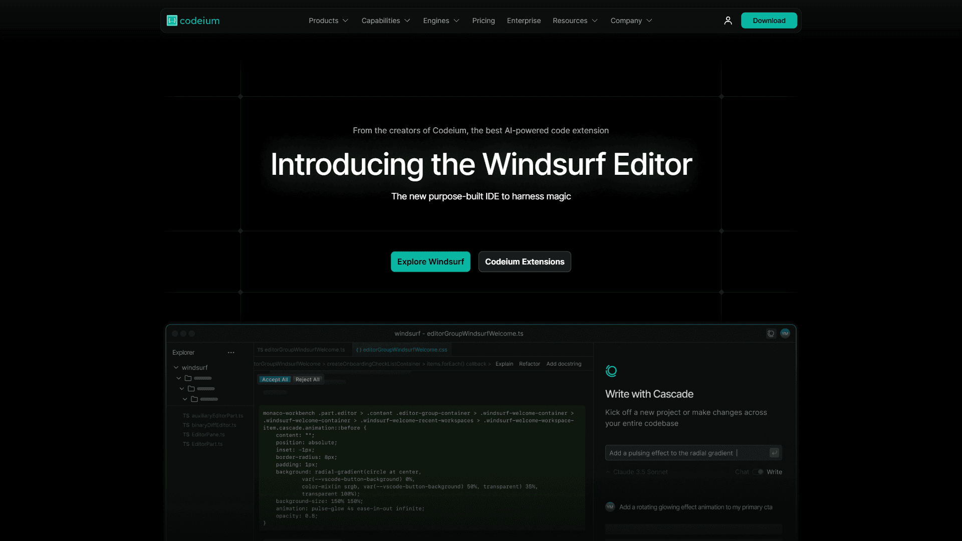 Windsurf Editor and Codeium extensions preview